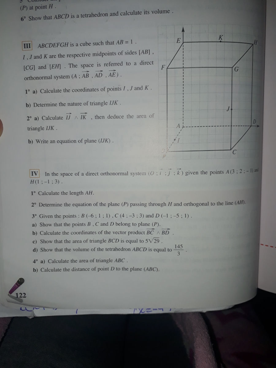 Answered K Iii Abcdefgh Is A Cube Such That Ab Bartleby