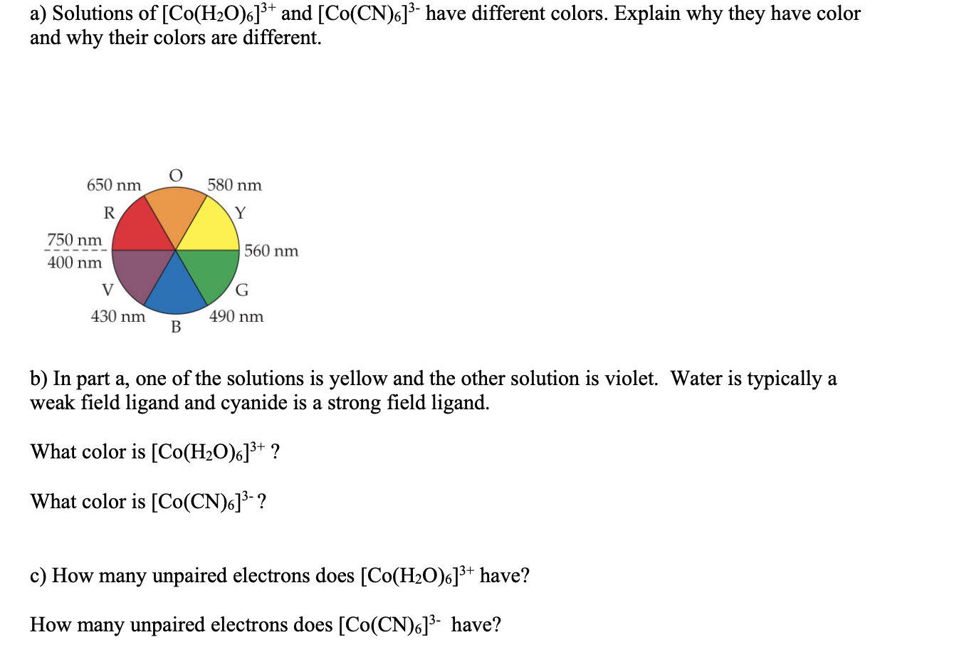 Answered A Solutions Of Co H2o 6 And Bartleby