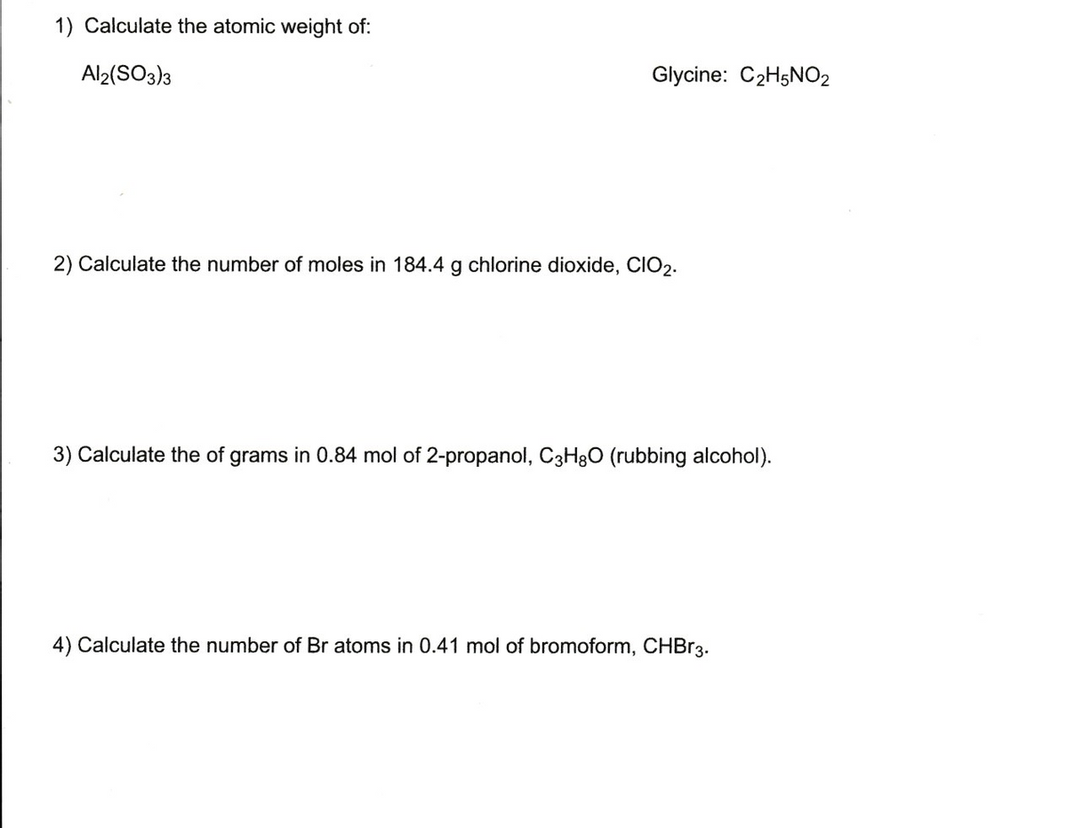 Answered 1 Calculate The Atomic Weight Of Bartleby