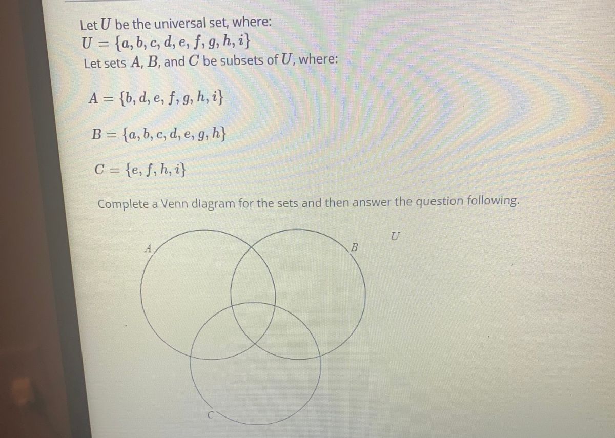 Answered: B = {a, B, C, D, E, G, H} C = {e, F, H,… | Bartleby