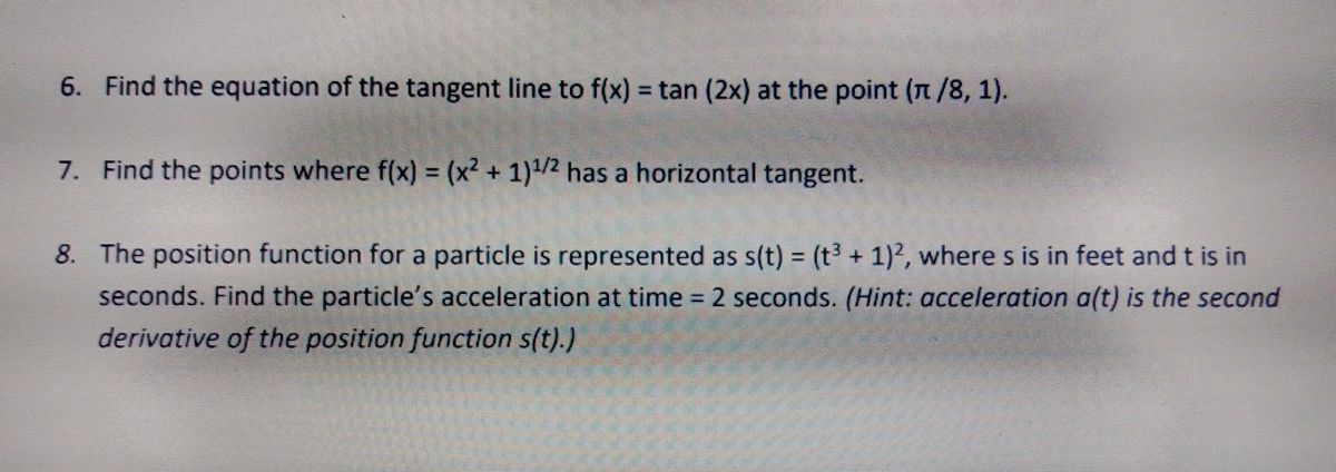 Answered 6 Find The Equation Of The Tangent Bartleby