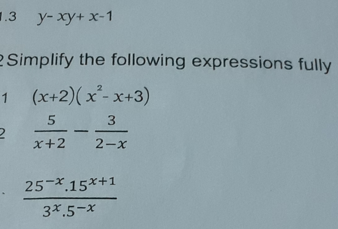 Answered 3 Y Xy X 1 Simplify The Following Bartleby