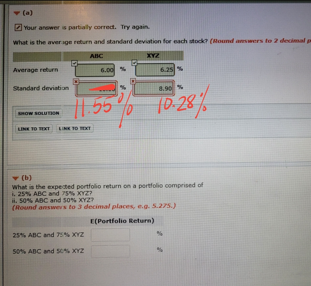 Answered V B What Is The Expected Portfolio Bartleby