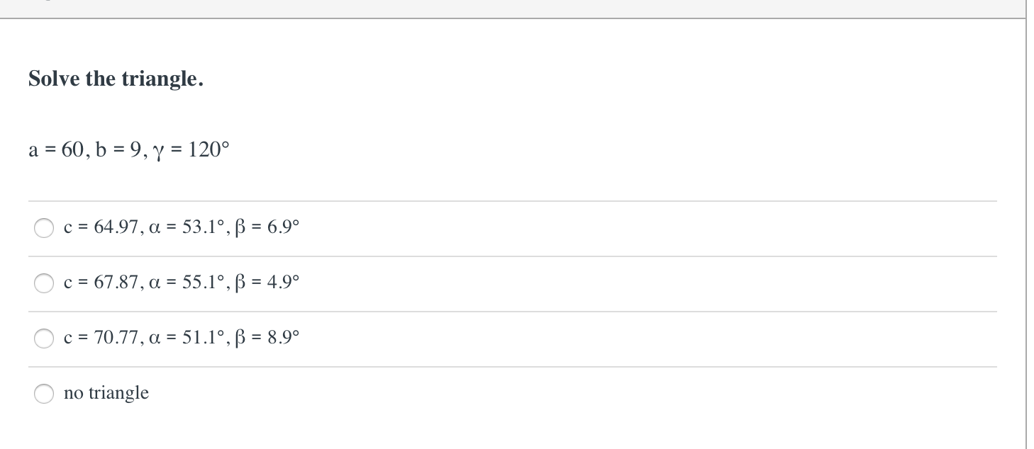 Answered Solve The Triangle A 60 B 9 Y Bartleby