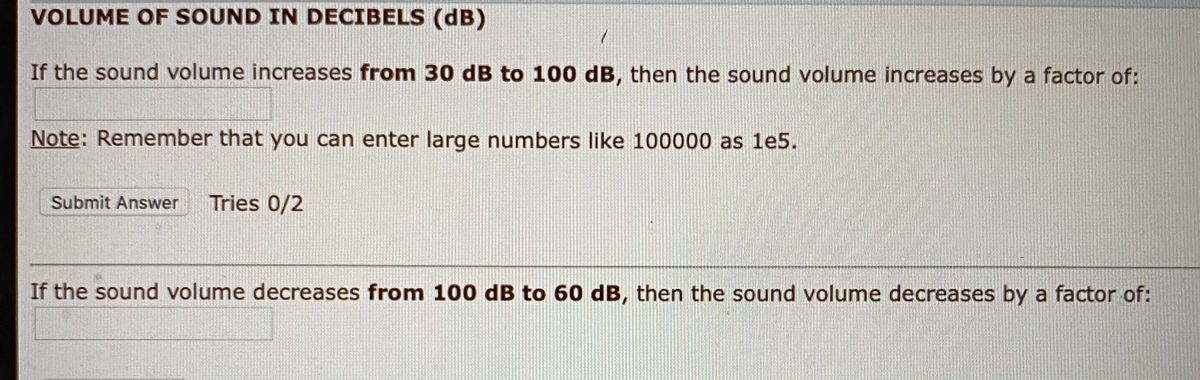 Answered Volume Of Sound In Decibels Db If The Bartleby