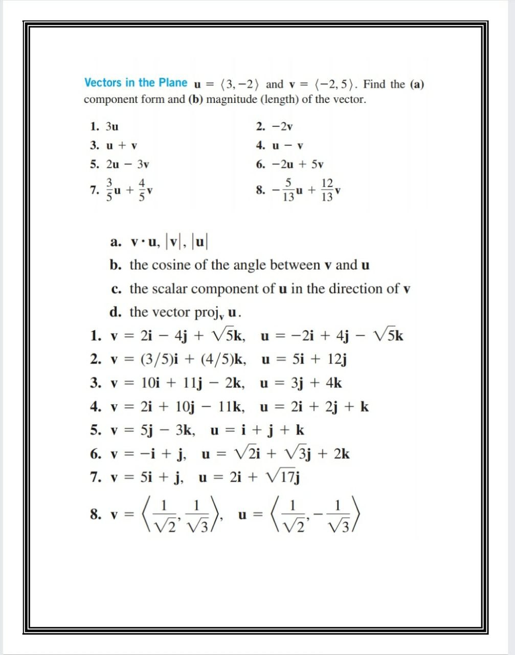 Answered Vectors In The Plane U 3 2 And V Bartleby