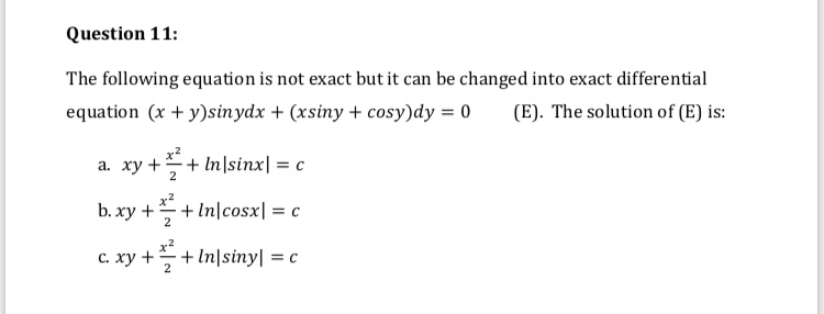 Answered The Following Equation Is Not Exact But Bartleby