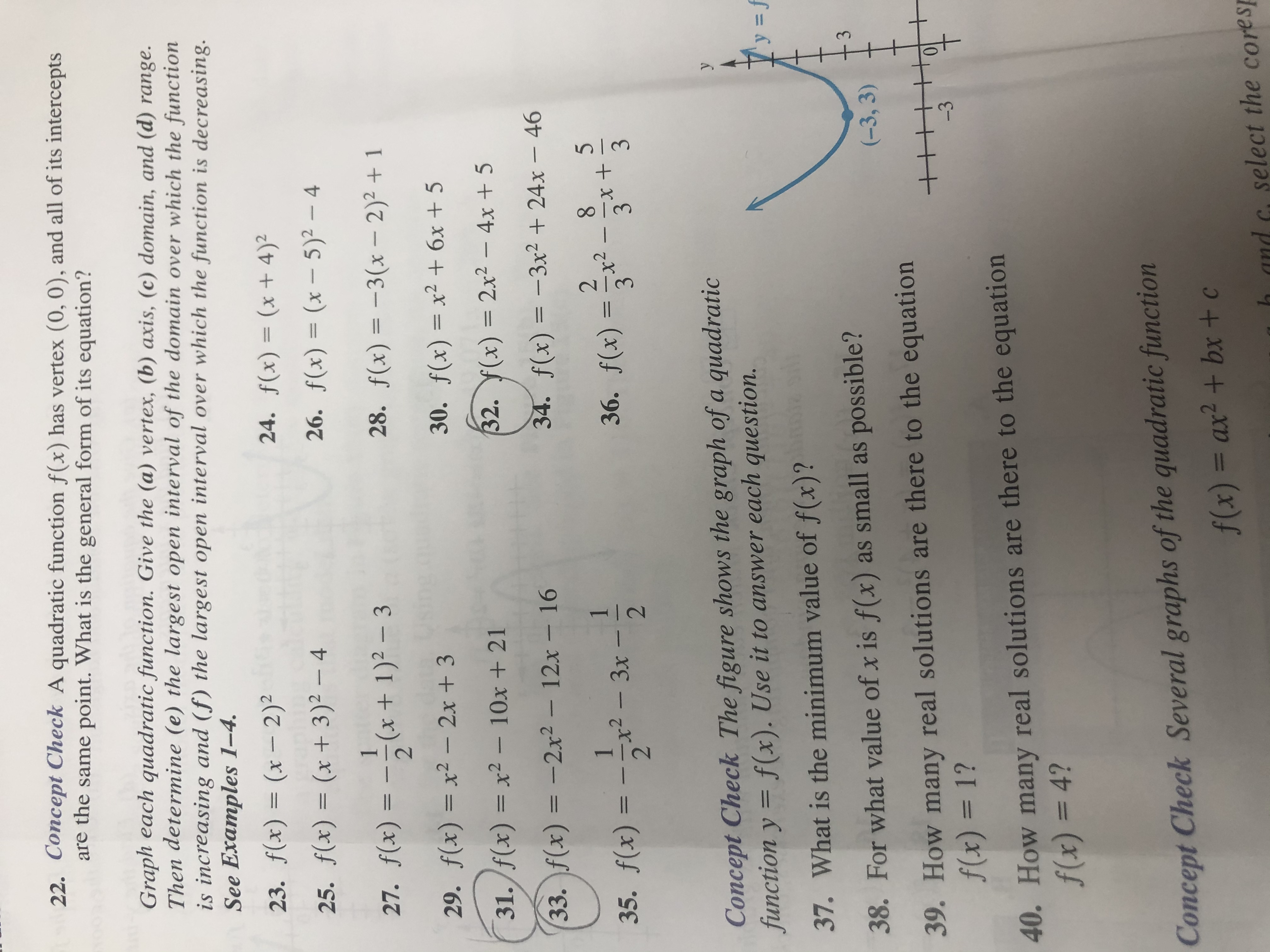 Answered 22 Concept Check A Quadratic Function Bartleby