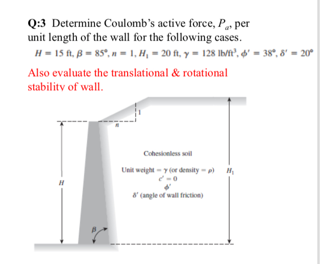 Answered Q 3 Determine Coulomb S Active Force Bartleby