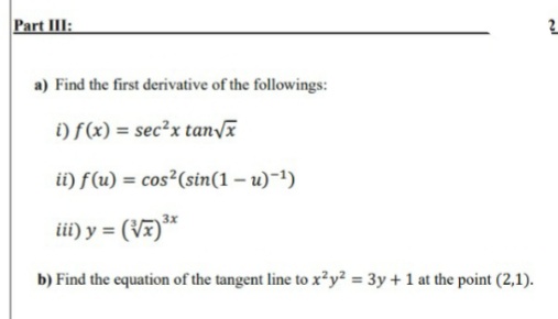 Answered A Find The First Derivative Of The Bartleby