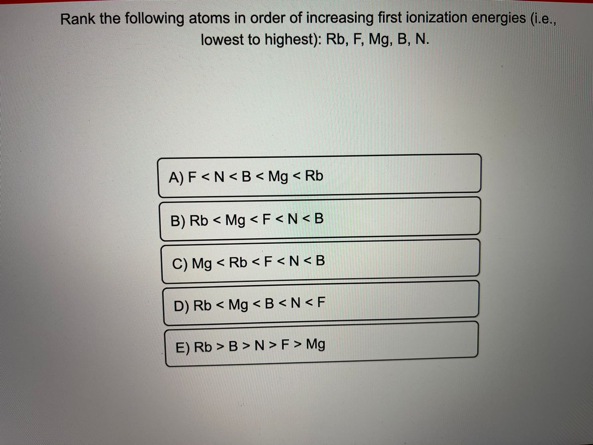 Answered: B) Rb