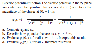 Answered Electric Potential Function The Bartleby