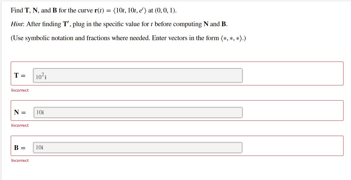 Answered Find T N And B For The Curve R T Bartleby