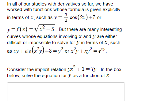 Answered Consider The Implicit Relation Yx 1 Bartleby