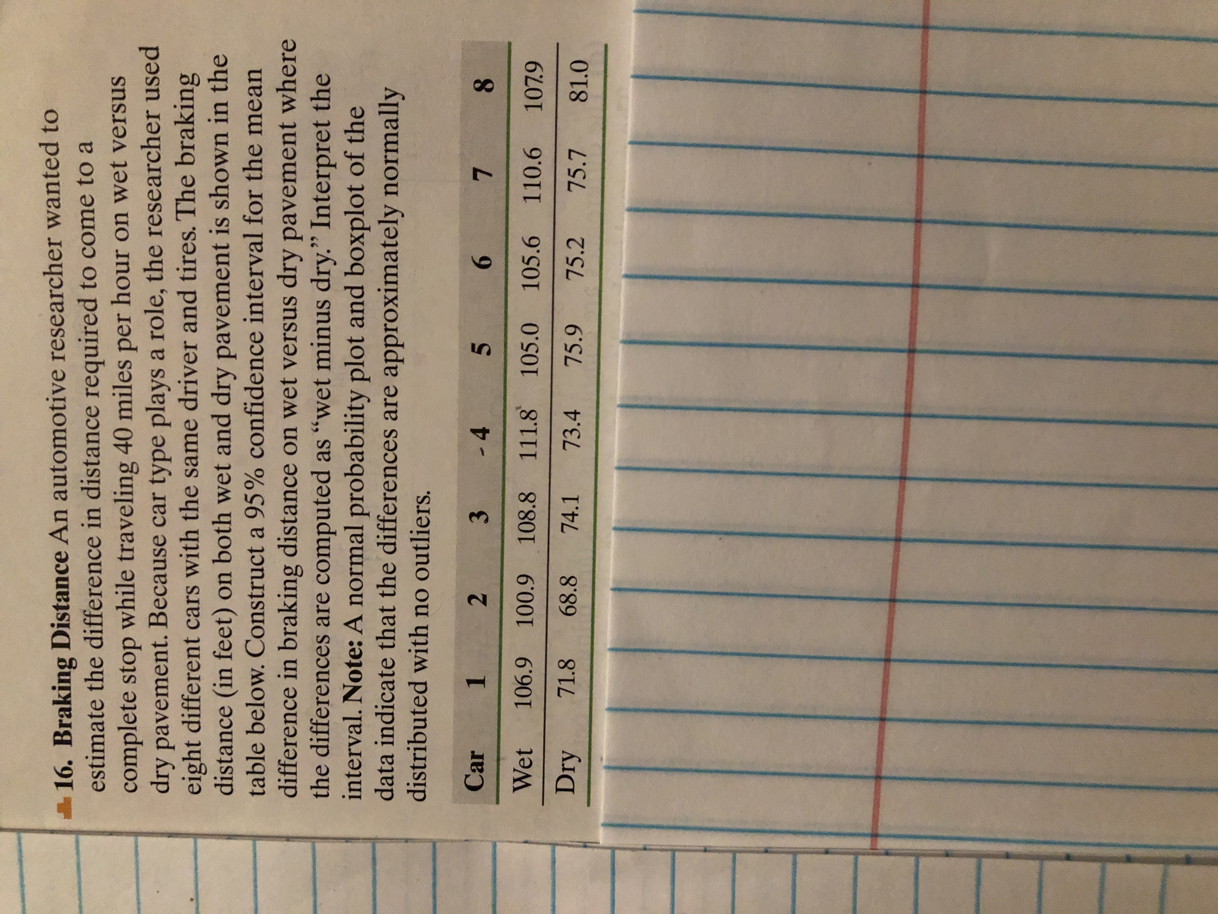 Answered: 16. Braking Distance An automotive… | bartleby