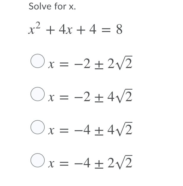 Answered Solve For X X 4x 4 8 Bartleby