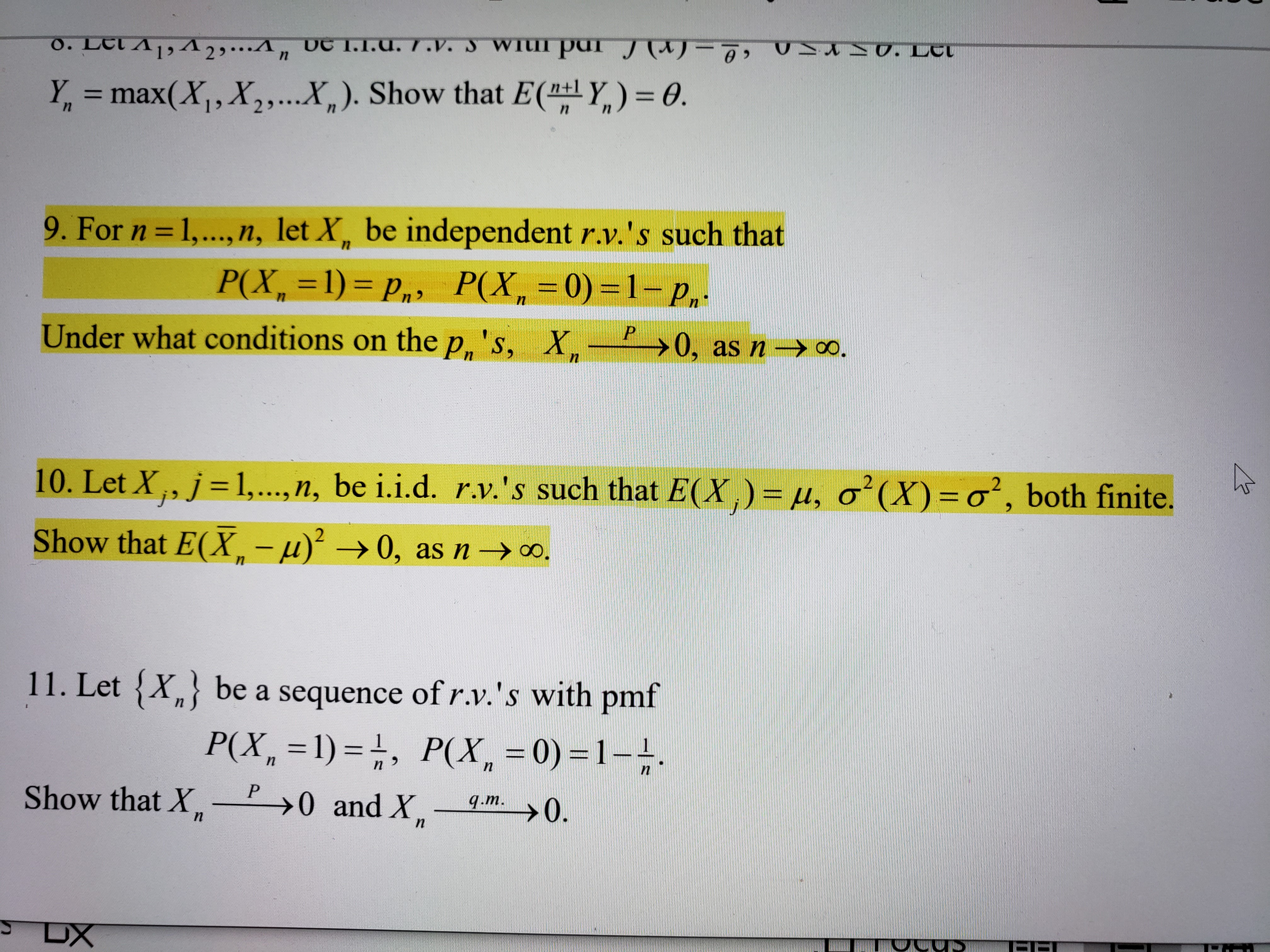 Answered 9 For N 1 N Let X Be Bartleby