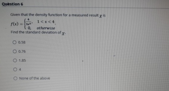 Answered: Given that the density function for a… | bartleby