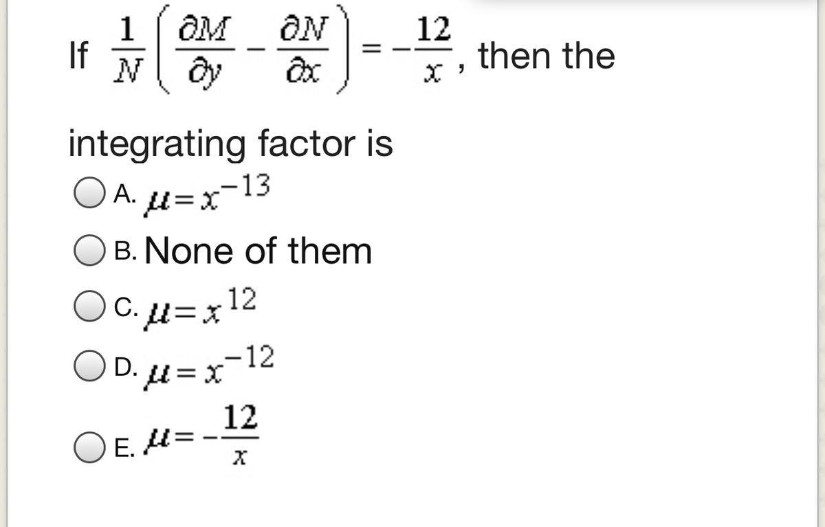 Answered: Integrating Factor | Bartleby