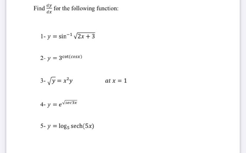 Answered Find For The Following Function Dx 1 Bartleby