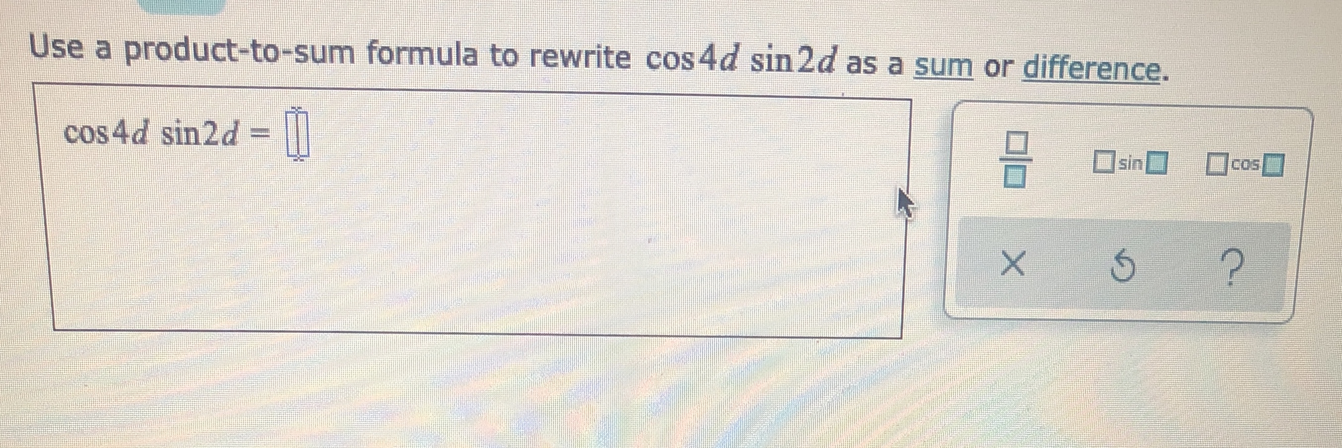 Answered Use A Product To Sum Formula To Rewrite Bartleby