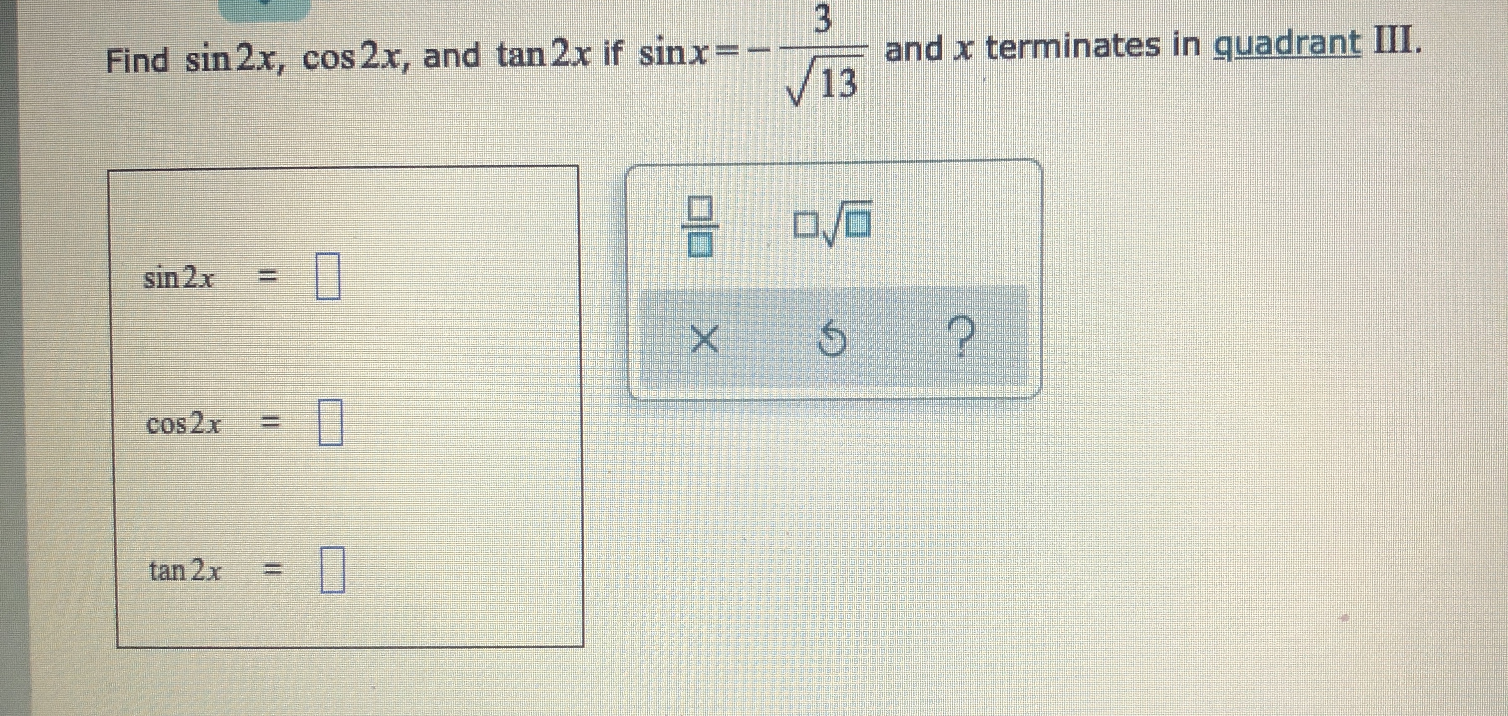 Answered Find Sin 2x Cos 2x And Tan 2x If Bartleby