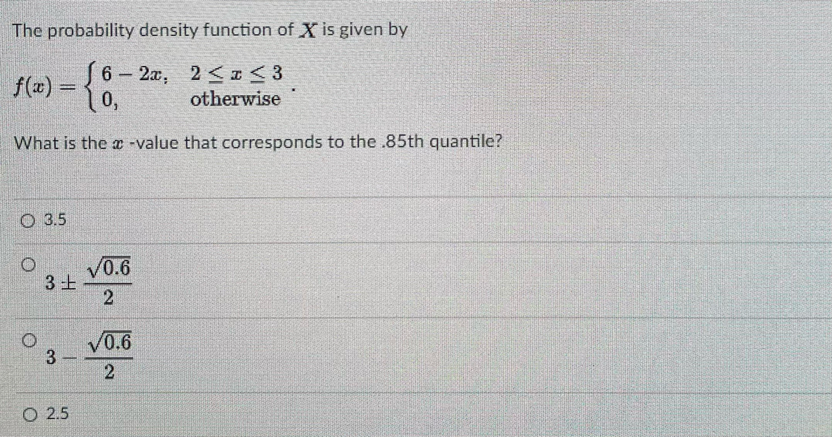 Answered The Probability Density Function Of X Bartleby