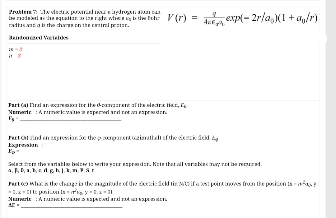 Answered Problem 7 The Electric Potential Near Bartleby