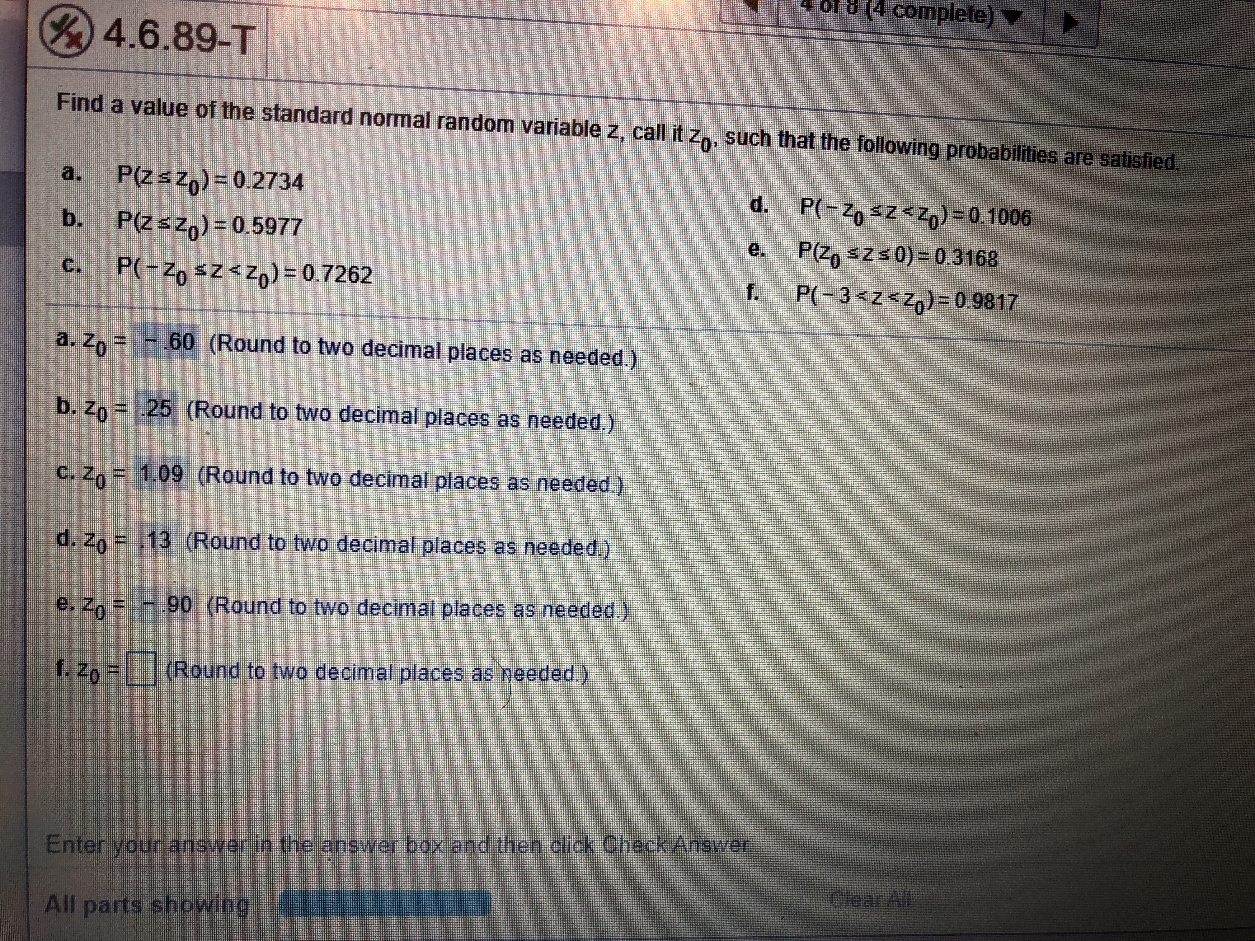 Answered F8 4 Complete Y V4 6 T Find A Value Bartleby