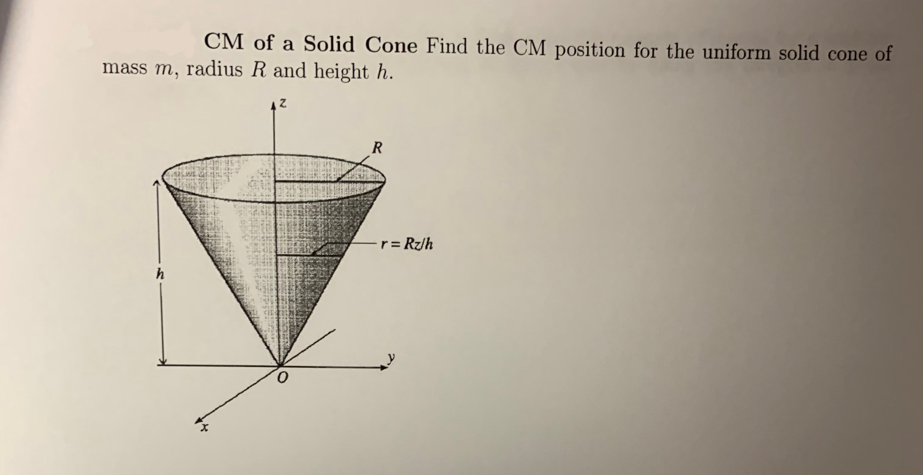 Answered Cm Of A Solid Cone Find The Cm Position Bartleby