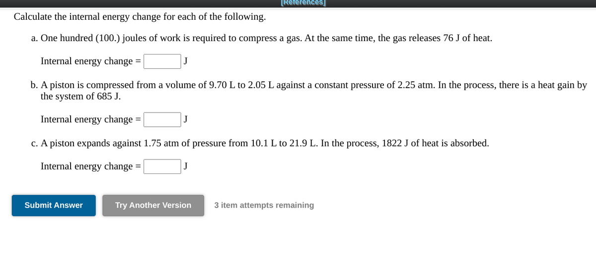 Answered Calculate The Internal Energy Change Bartleby