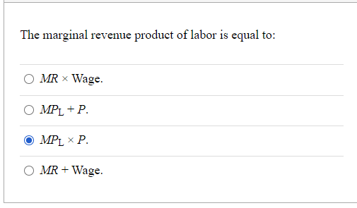 Answered The Marginal Revenue Product Of Labor Bartleby