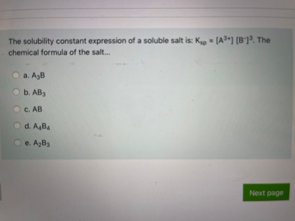 Answered The Solubility Constant Expression Of A Bartleby