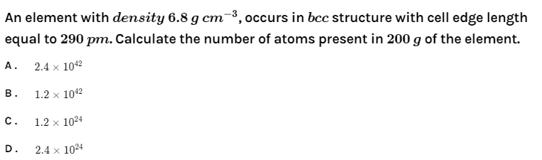 Answered An Element With Density 6 8 G Cm Bartleby