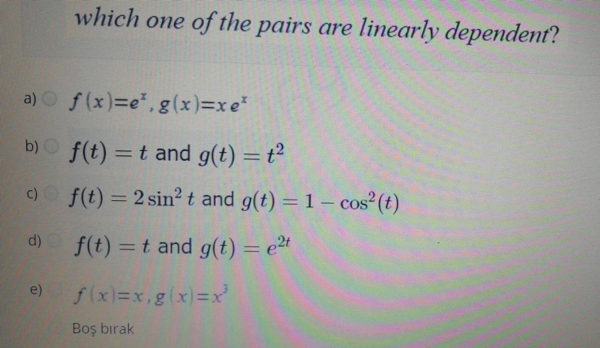 Answered Which One Of The Pairs Are Linearly Bartleby