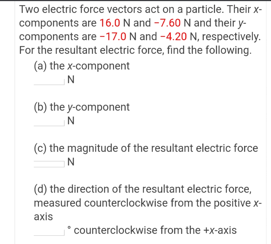 Answered: Two Electric Force Vectors Act On A… | Bartleby