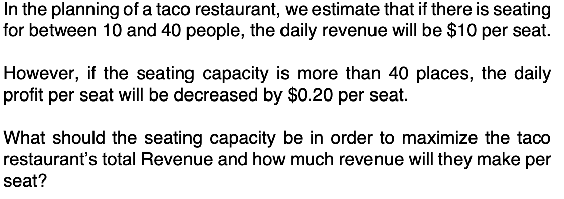 Answered In The Planning Of A Taco Restaurant Bartleby