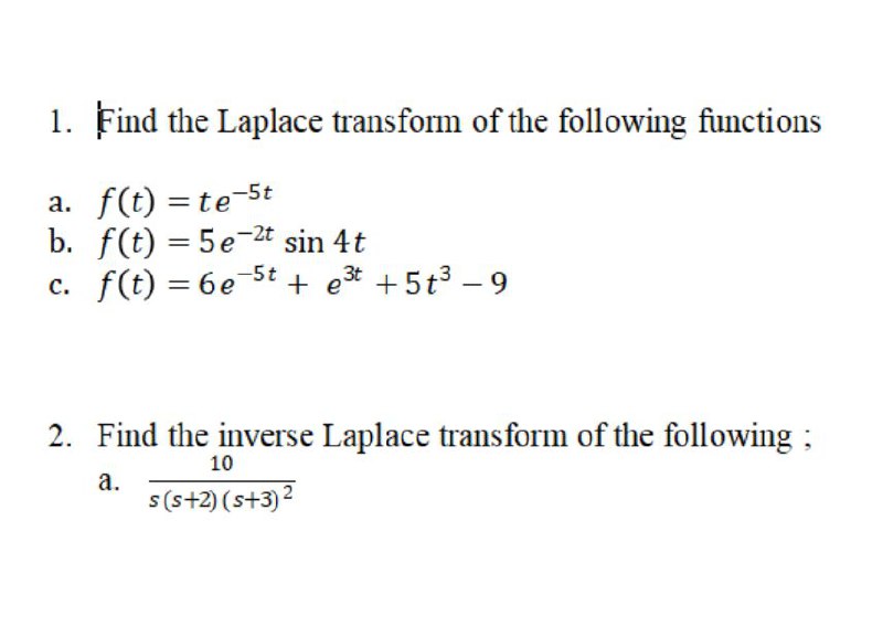 Answered 1 Find The Laplace Transform Of The Bartleby
