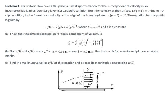 Answered Problem 1 For Uniform Flow Over A Flat Bartleby