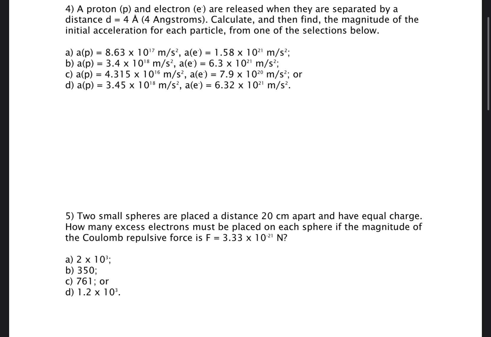 Answered 4 A Proton P And Electron E Are Bartleby