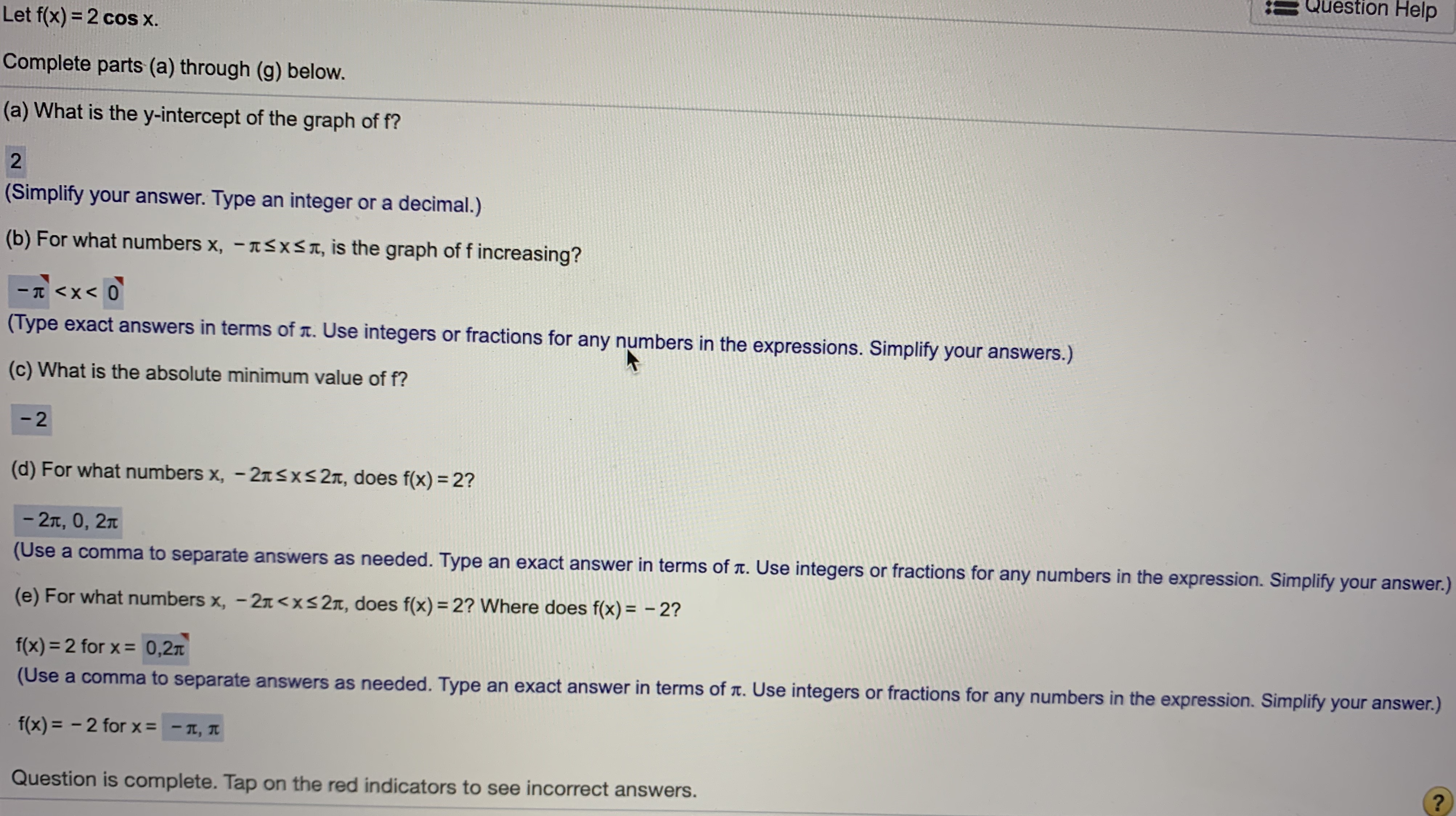 Answered Let F X 2 Cos X Complete Parts A Bartleby