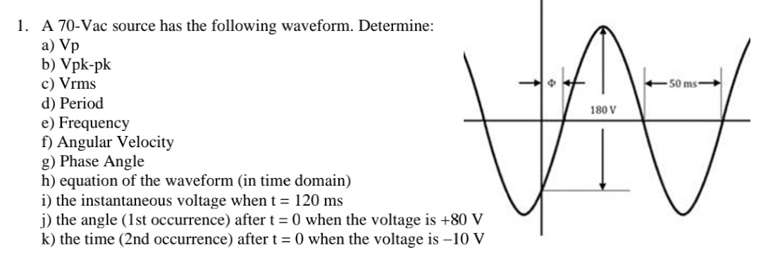 Answered 1 A 70 Vac Source Has The Following Bartleby