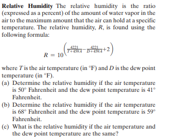 Answered: Relative Humidity The relative humidity… | bartleby