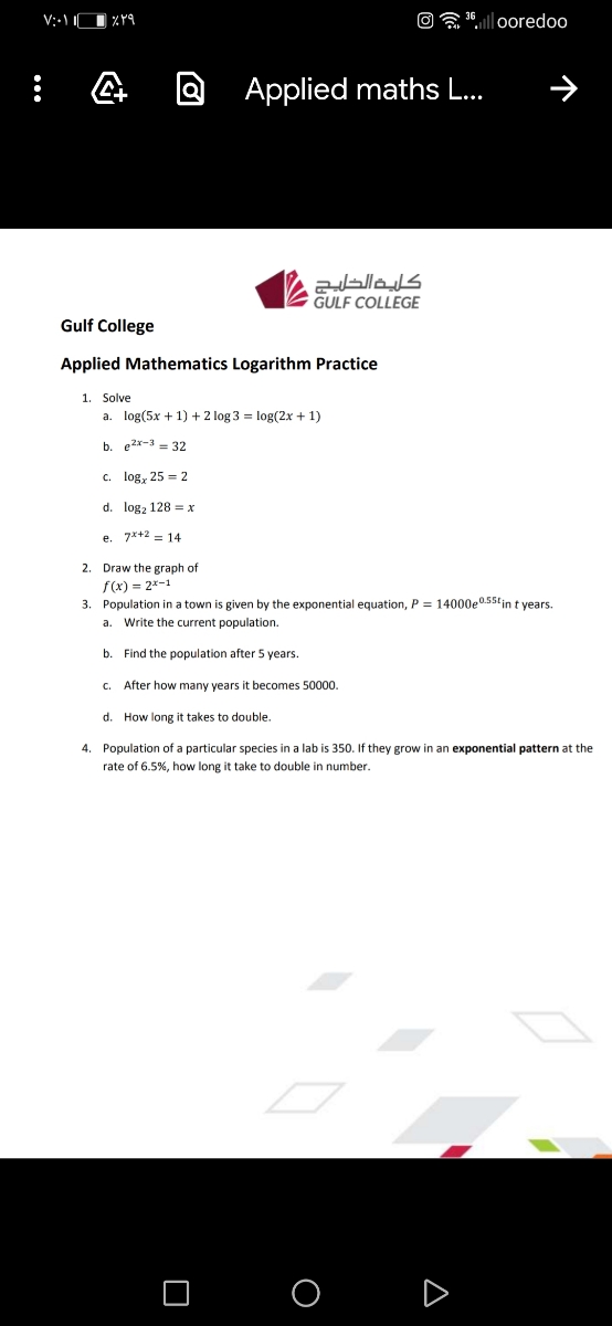 Answered 1 Solve A Log 5x 1 2 Log 3 Bartleby