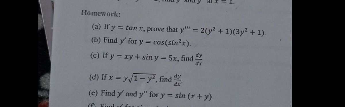 Answered A If Y Tan X Prove That Y 2 Y Bartleby