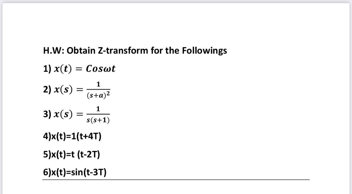 Answered H W Obtain Z Transform For The Bartleby