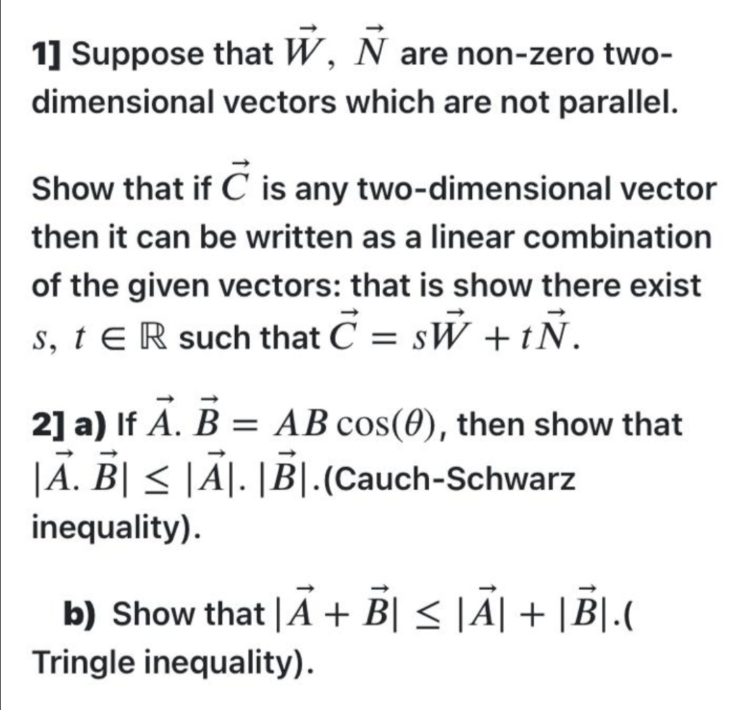 Answered 1 Suppose That W N Are Non Zero Two Bartleby