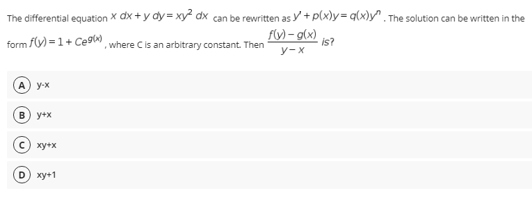 Answered The Differential Equation X Dx Y Dy Bartleby