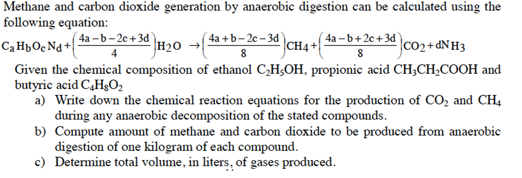 Answered: Methane and carbon dioxide generation… | bartleby