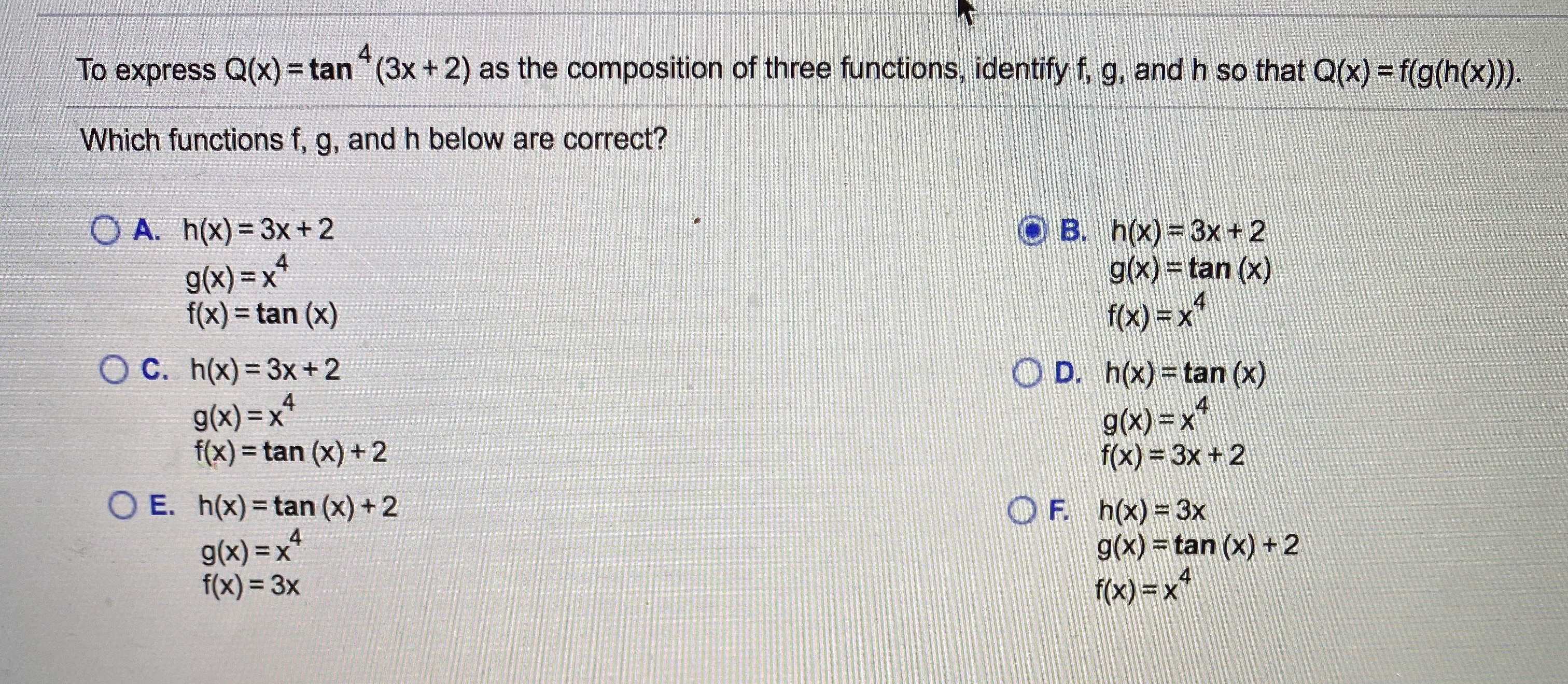 Answered 4 To Express Q X Tan 3x 2 As The Bartleby